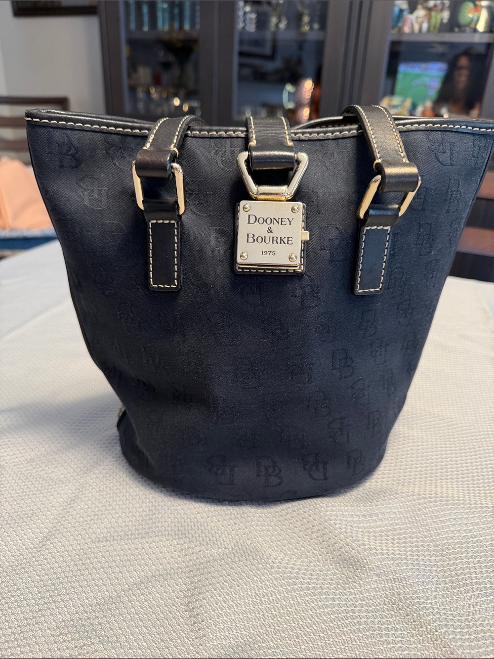 Dooney & Bourke Black Logo Bucket Tote